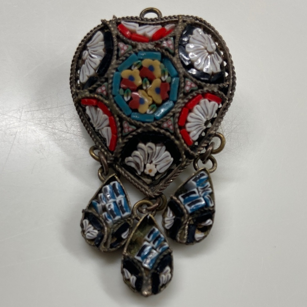 Antique Victorian-Era Italian Micro Mosaic Pin or Pendant